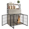 2-in-1 Dog Crate, 42.5 Inch Dog Crate Furniture with 4 Doors & Storage Shelves for Small Medium Dogs, Gray - 3 of 4