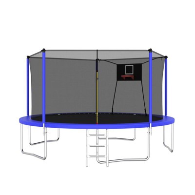 Aukfa Trampoline with Safety Enclosure Net, Outdoor Trampoline Set with Ladder for Backyard Fun for Adults/Kids