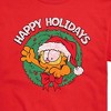 Men's - Garfield - Happy Holidays Wreath Christmas Short Sleeve Graphic T-Shirt - 2 of 4