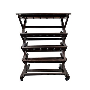 SEVOBAL Wine Racks Freestanding Wine Storage with Glass Holders and Mobile Base for Multiple Rooms Use, Brown, 29.92"*15.75"*40" - 1 of 4
