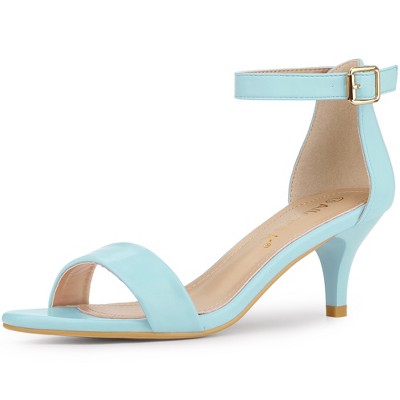 Allegra K Women's Faux Leather Adjustable Ankle Strap Kitten Heel Sandals