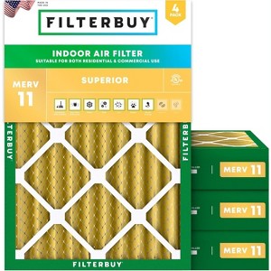Filterbuy 12x18x4 Air Filter (4-Pack), Pleated MERV 11 Allergen Defense Replacement HVAC AC Furnace Filters (Actual Size: 11.50 x 17.50 x 3.63) - 1 of 4