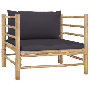 vidaXL Patio Sofa with Dark Gray Cushions Bamboo - 1 of 4