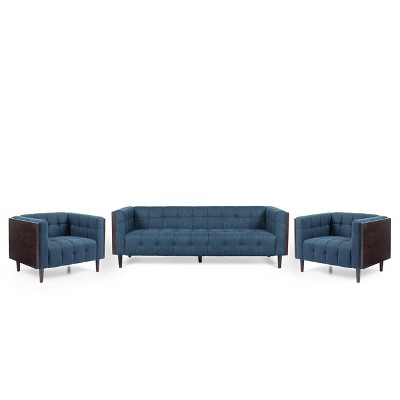 Mclarnan Contemporary Tufted 5 Seater Living Room Set - Christopher Knight Home