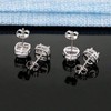 18K White Gold Plated Round Square Cubic Zirconia Simulated Diamond Halo Stud Earrings - 3 of 4