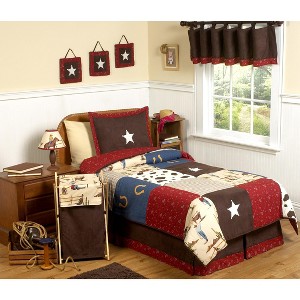 Sweet Jojo Designs Boy Twin Comforter Bedding Set Wild West Cowboy Red Blue Brown 2pc - 1 of 4