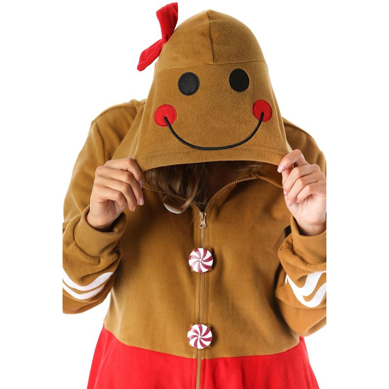 #followme Womens One Piece Christmas Themed Adult Onesie Microfleece Hoody Winter Pajamas, 2 of 6