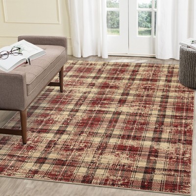 Modern Rug Washable Rug Buffola Plaid Rug for Living Room, Neutral Rug Non Slip, Low Pile Thin Rug, Distressed Soft Rug, Indoor Foldable Printed Rug
