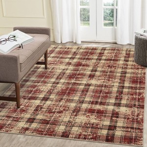 Modern Rug Washable Rug Buffola Plaid Rug for Living Room, Neutral Rug Non Slip, Low Pile Thin Rug, Distressed Soft Rug, Indoor Foldable Printed Rug - 1 of 4