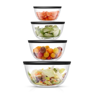 Joyful By Joyjolt Kitchen Mixing Bowls. 5pc Glass Bowls With Lids Set –  Neat Nesting Bowls - Black : Target