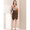 Allegra K Women's A-Line Knee Length Front Slit Wrap Faux Suede Skirt - 3 of 4