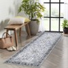 Washable Floral Medallion Living Room Rugs, Distressed Print Retro Accent Bedroom Carpet, Large Low Pile Non Slip Dining Room Rugs - 3 of 4