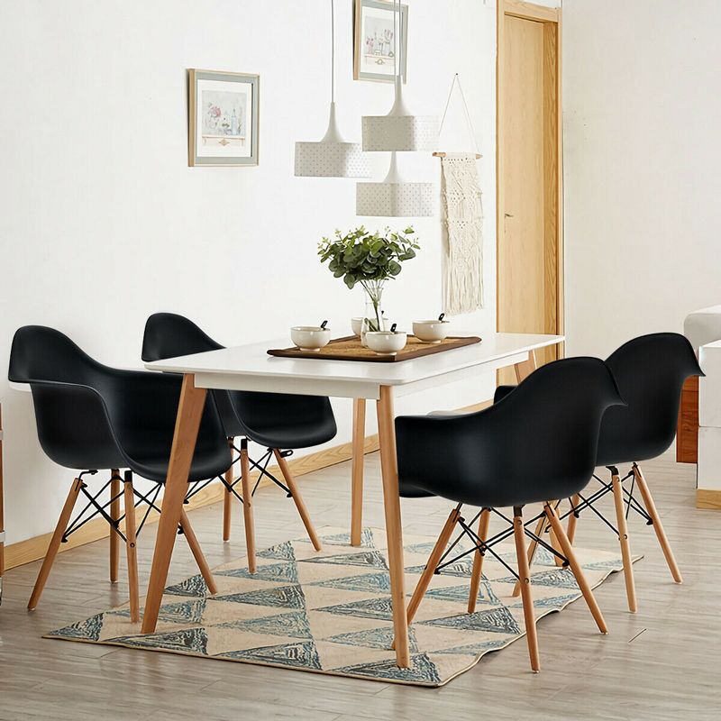 Costway 4PCS Molded Dining Arm Chair Side Chair Home Kitchen w/ Wooden Legs, 5 of 10