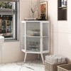 TIRAMISUBEST 22.25 " Floor Coner Cabinet with Tempered Glass Door & Storage Shelves for Bathroom, Living Room, Bedroom (White) - 2 of 4