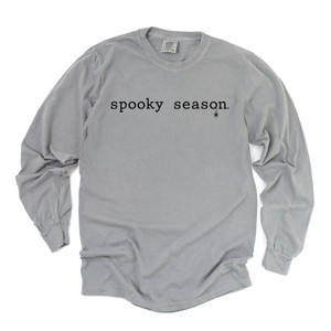 Spooky Season Typewriter - Women's Garment Dyed Long Sleeve Graphic T-Shirt - 1 of 4