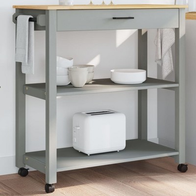 vidaXL Kitchen Trolley MONZA 33.1 in.x15.7 in.x35.4 in. Solid Wood Pine