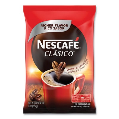 Nescafé Clasico Dark Roast Instant Coffee, 8 oz, 12/Carton