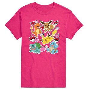 Men's - Pokémon - Valentine's Day Heart Sticker Short Sleeve Graphic T-Shirt - 1 of 3