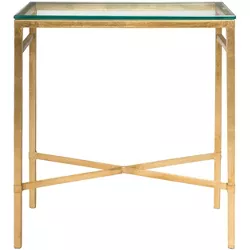 Viggo Antique Gold Glass Side Table Gold/Glass - Safavieh