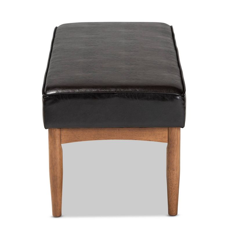Arvid FauxLeather Upholstered Wood Dining Bench Dark Brown/Walnut - Baxton Studio: Mid-Century Corner Seating, Cocktail Style, 4 of 9