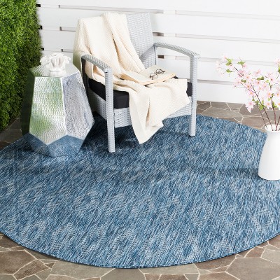 Courtyard CY8522 Power Loomed Indoor and Outdoor Area Rug - Navy/Navy - 5'3" Round - Safavieh