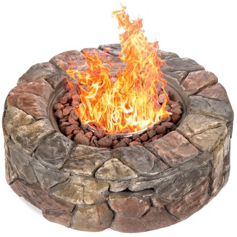 Best Choice Products 30 000 Btu Gas Fire Pit For Backyard Garden Home Outdoor Patio W Natural Stone Handle Cover Target