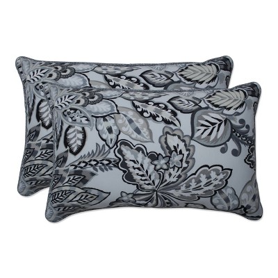 2pc Outdoor/Indoor Rectangular Throw Pillow Set Copeland Noir Black - Pillow Perfect