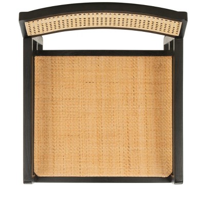 Black and Natural Wood Cane Accent Arm Chair