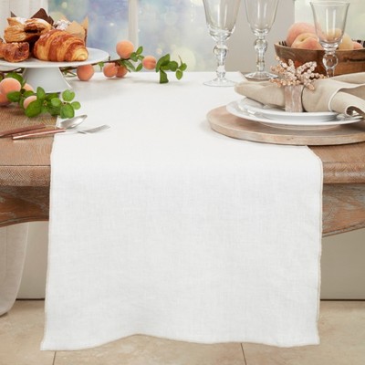 Ivory Linen Stonewashed Stitched Edge Table Runner