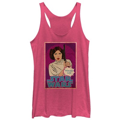 Women's Star Wars Princess Leia Trading Card Racerback Tank Top - Pink ...