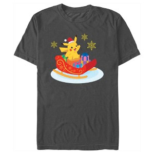 Men's Pokemon Christmas Pikachu Sleigh T-Shirt - 1 of 4