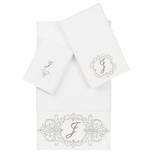 Linum Home Textiles 100% Turkish Cotton MONICA 3PC Embellished Towel Set - 1 of 4