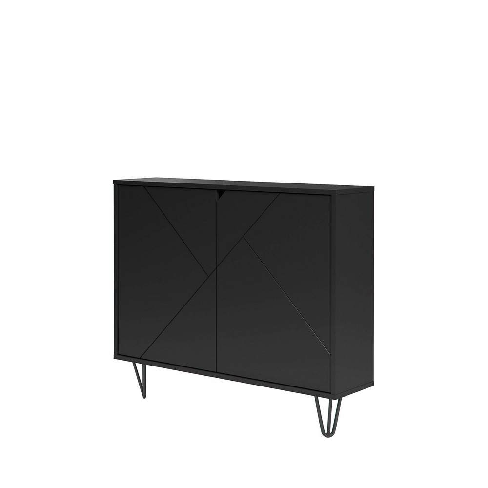 Photos - Wardrobe Slim 2 Door Storage Cabinet Black - Nexera