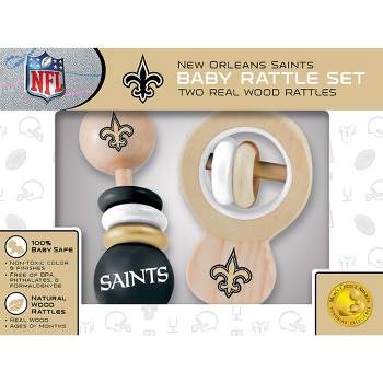 Baby Fanatic Wood Rattle 2 Pack - NFL New Orleans Saints Baby Toy Set