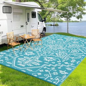Outdoor Rug for Patios Waterproof Clearance Reversible Patio Mat Plastic Straw Rug RV Camping Mat Outside Carpet for Camping RV,Porch,Deck - 1 of 4