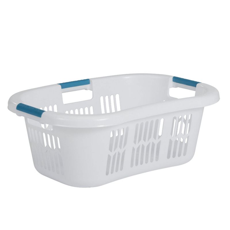Rubbermaid 2.1-Bushel Small Hip-Hugger Portable Plastic Laundry Basket with Grab-Through Handles, White (4-Pack), 2 of 7