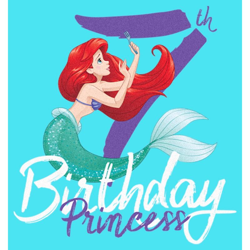 Girl's The Little Mermaid 7th Birthday Princess Crop T-Shirt, 2 of 4