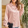 Clearlove Leopard Stain Button Down Shirts Roll Up Long Sleeve V Neck Casual Work Loose Shirts for Women - 2 of 4
