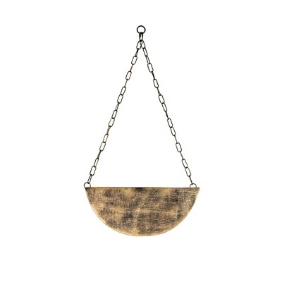 Antique Brass Semicircular Hanging Wall Planter with Chain