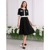 INSPIRE CHIC Women's Pleated Dress Contrast Color Short Sleeve Casual Work A-Line Dresses - 3 of 4