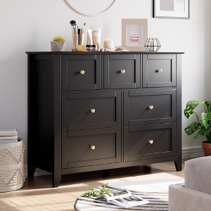 COZONY 7 Drawer Dresser for Bedroom, Farmhouse Wood Chest with Deep Drawers & Gold Handles, Tall Storage Organizer for Living Room Hallway Closet - 1 of 4