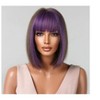 Jessie's Wig 10 Inch Short Bob Wig With Bangs Synthetic Hair Purple Highlight 1 Pc/Pack - 4 of 4