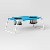 Polyester Canvas Rectangle Sling Top Folding Ultra Compact Outdoor Portable Side Table Blue - Sun Squad™: With Mesh Cup Holders - 2 of 3