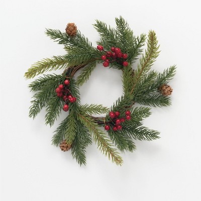 Sullivans Artificial White Spruce and Berry Wreath 10"H Green