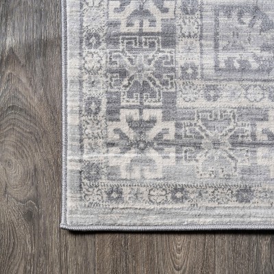 Elegant 8' Gray Square Synthetic Reversible Area Rug