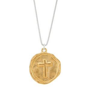 Silpada 'Divinity' Sterling Silver with 14K Yellow Gold-Plating Cross Pendant Necklace, 18" + 2" - 1 of 4
