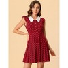INSPIRE CHIC Women's Peter Pan Collar Ruffle Cap Sleeve Heart Print Pleated Dress - 2 of 4