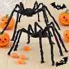 Joyfy 2 Packs 47" Scary Spider Halloween Outdoor Decor, Fake Hairy Black Spider Haunted House Props Creepy Yard Lawn Party Indoor Supplies - 2 of 4
