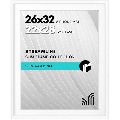 Americanflat 26x32 Picture Frame with Polished Plexiglass - Use as 22x28 Frame with Mat or Display 26x32 Photo Without Mat - - Thin Border Picture