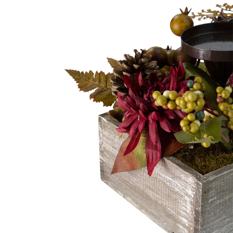 Northlight 24" Autumn Harvest 3-Piece Candle Holder in a Rustic Wooden Box Centerpiece, 5 of 8